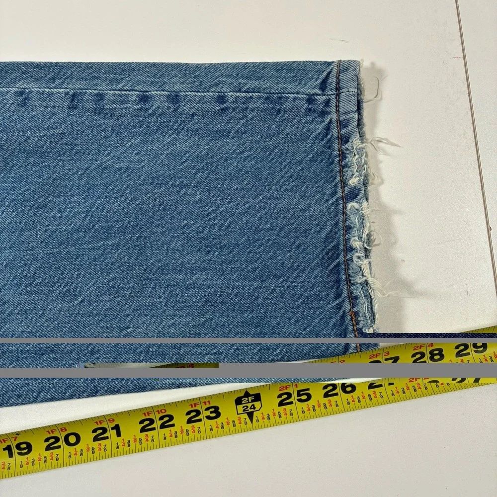 Levi's 501 CT Jeans 33x27 Blue Distressed Denim Button Fly Faded (Tag 29x32)